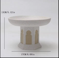 White & Gold Islamic Arched Pedestal Bowl Speckled Decorative Offering Dish
