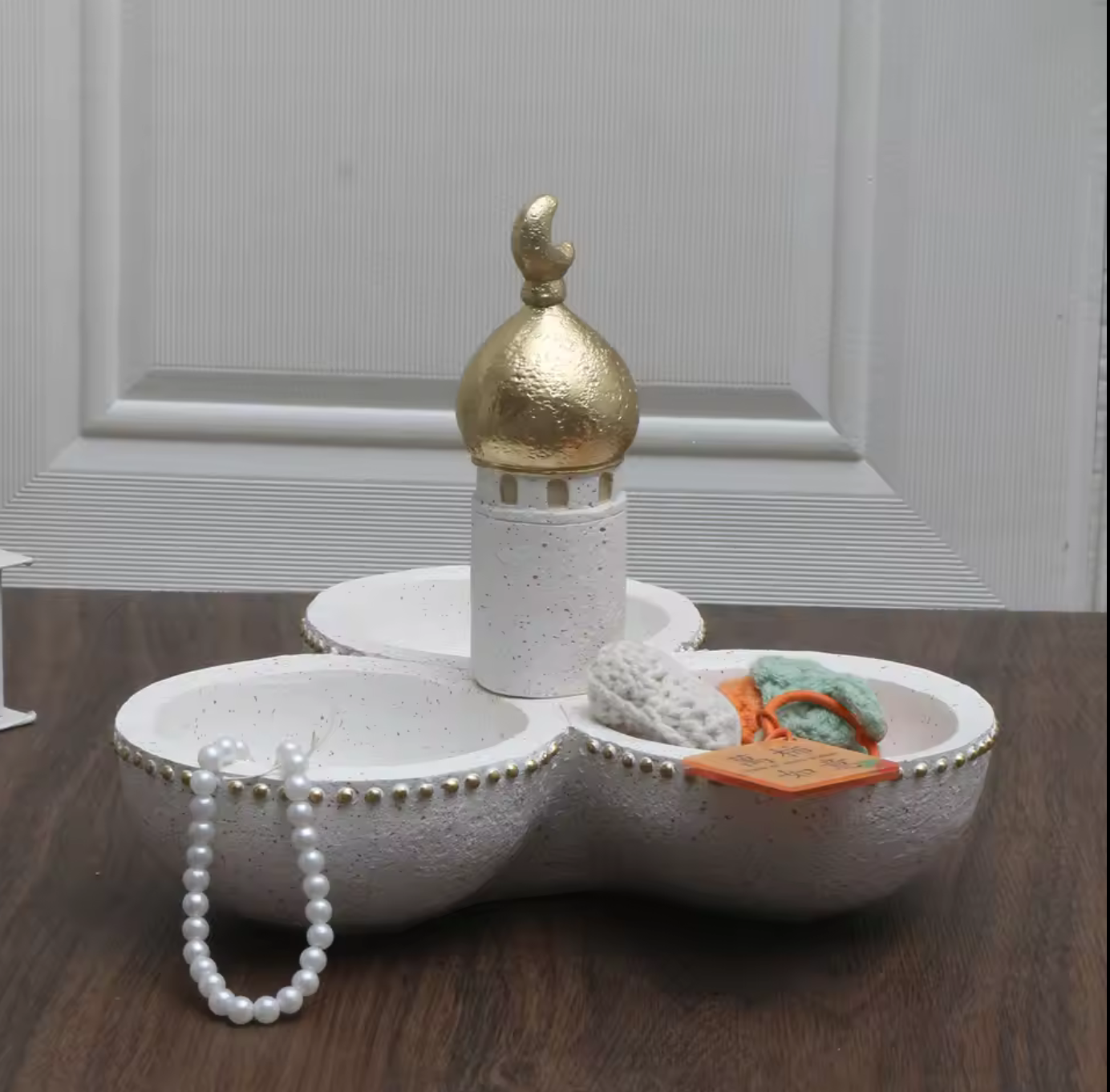 Decorative 3 Compartment Mosque Jewelry & Trinket Dish
