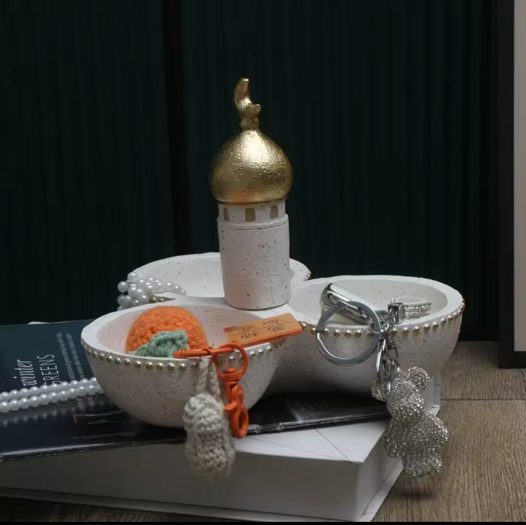 Decorative 3 Compartment Mosque Jewelry & Trinket Dish