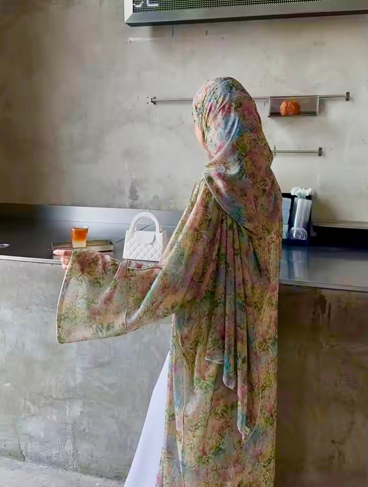 Floral Watercolor Pastel Abaya + Matching Hijab