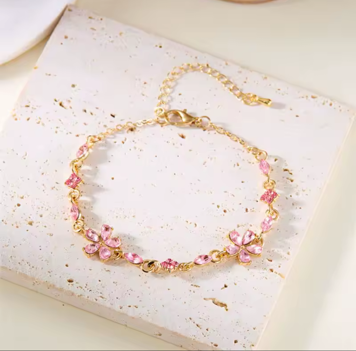 18K Gold Plated Crystal Clover Bracelet for Women