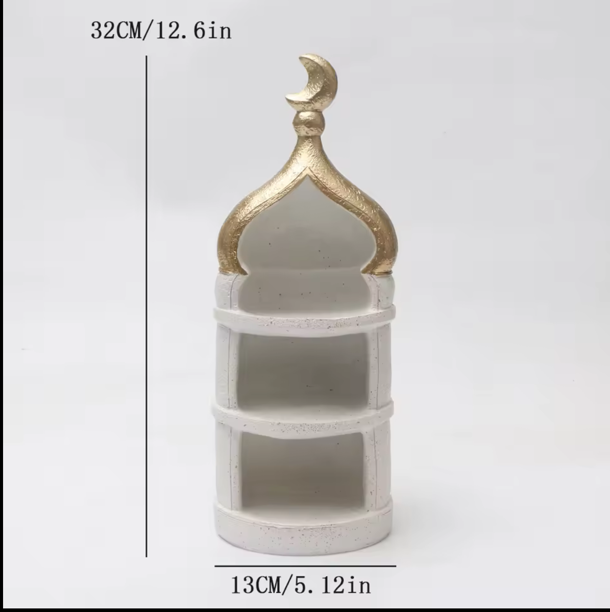 Gold & White Islamic Tabletop Organizer Mosque Minaret Display Shelf