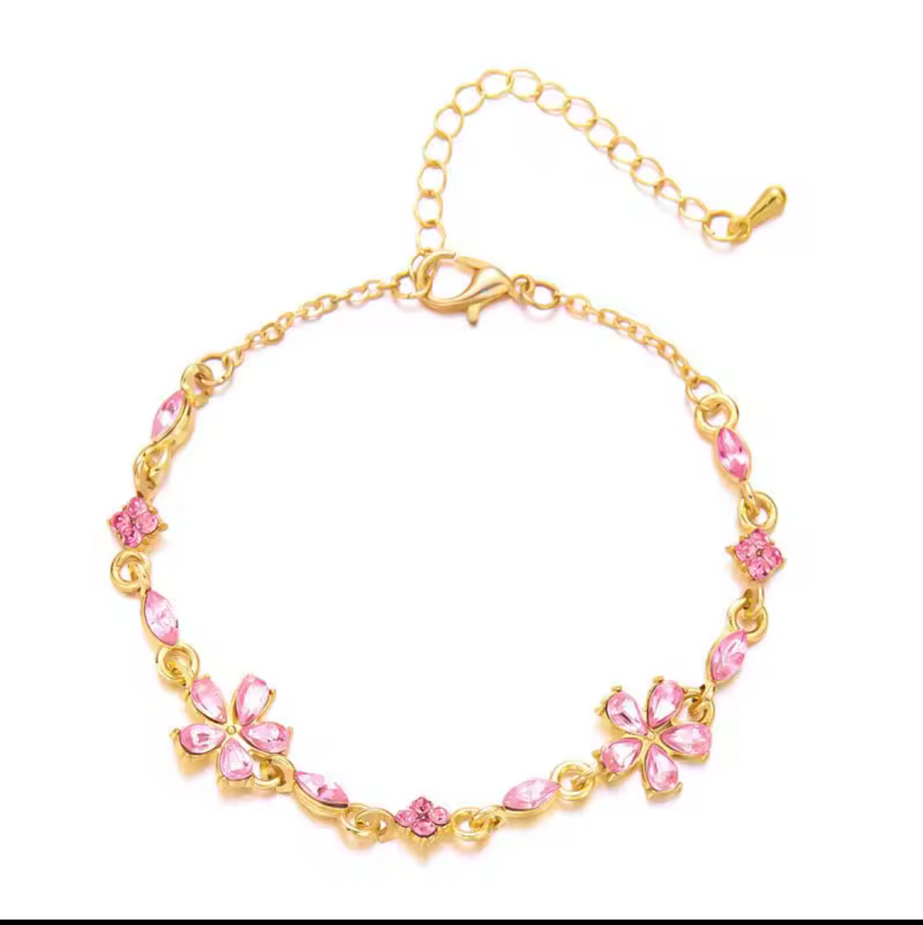 18K Gold Plated Crystal Clover Bracelet for Women