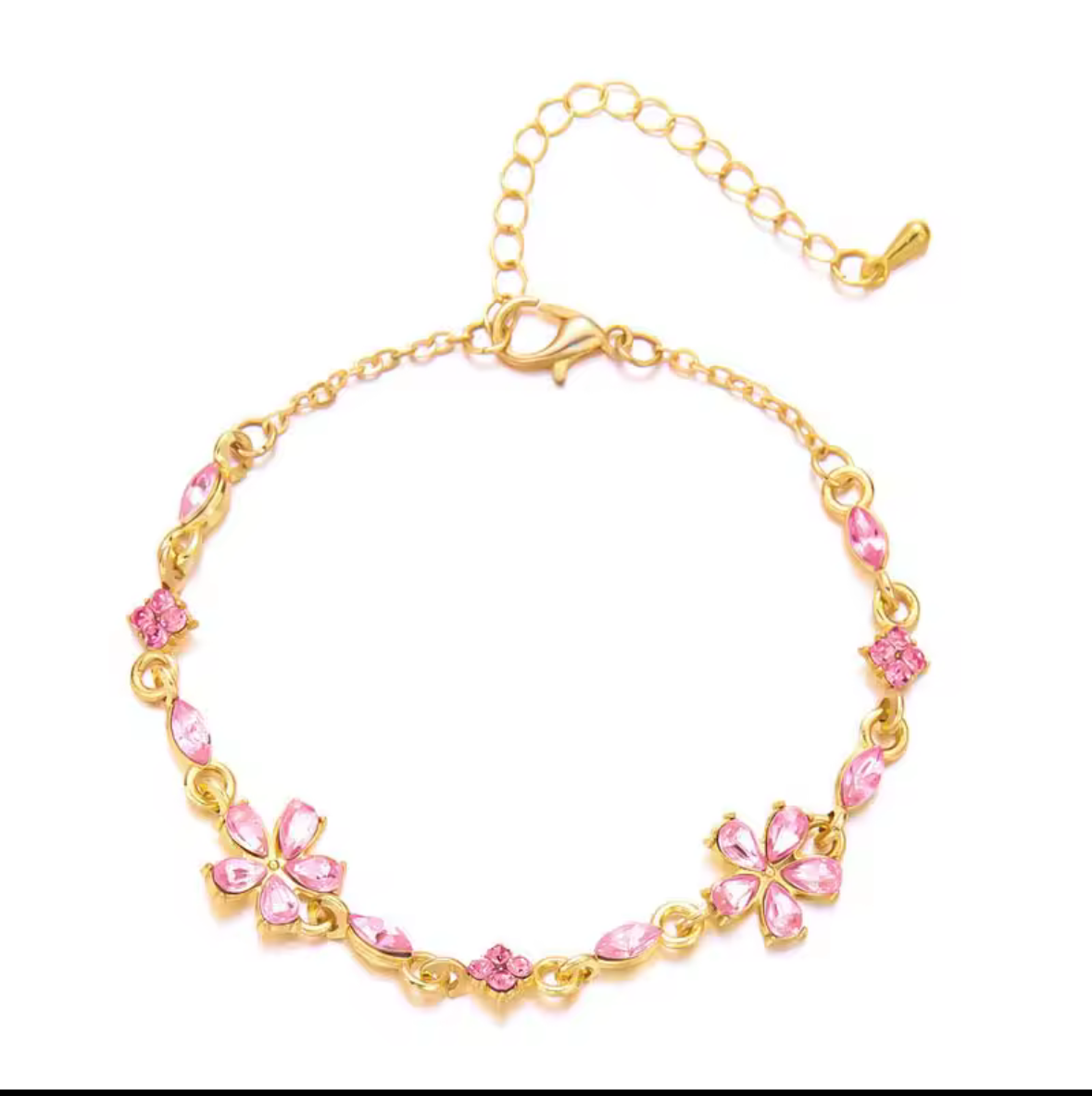 18K Gold Plated Crystal Clover Bracelet for Women